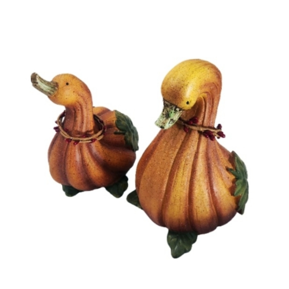 Vintage Gourd Pumpkin Ducks Geese Statue Decor Figures Set of 2 Collections, etc - Picture 2 of 16